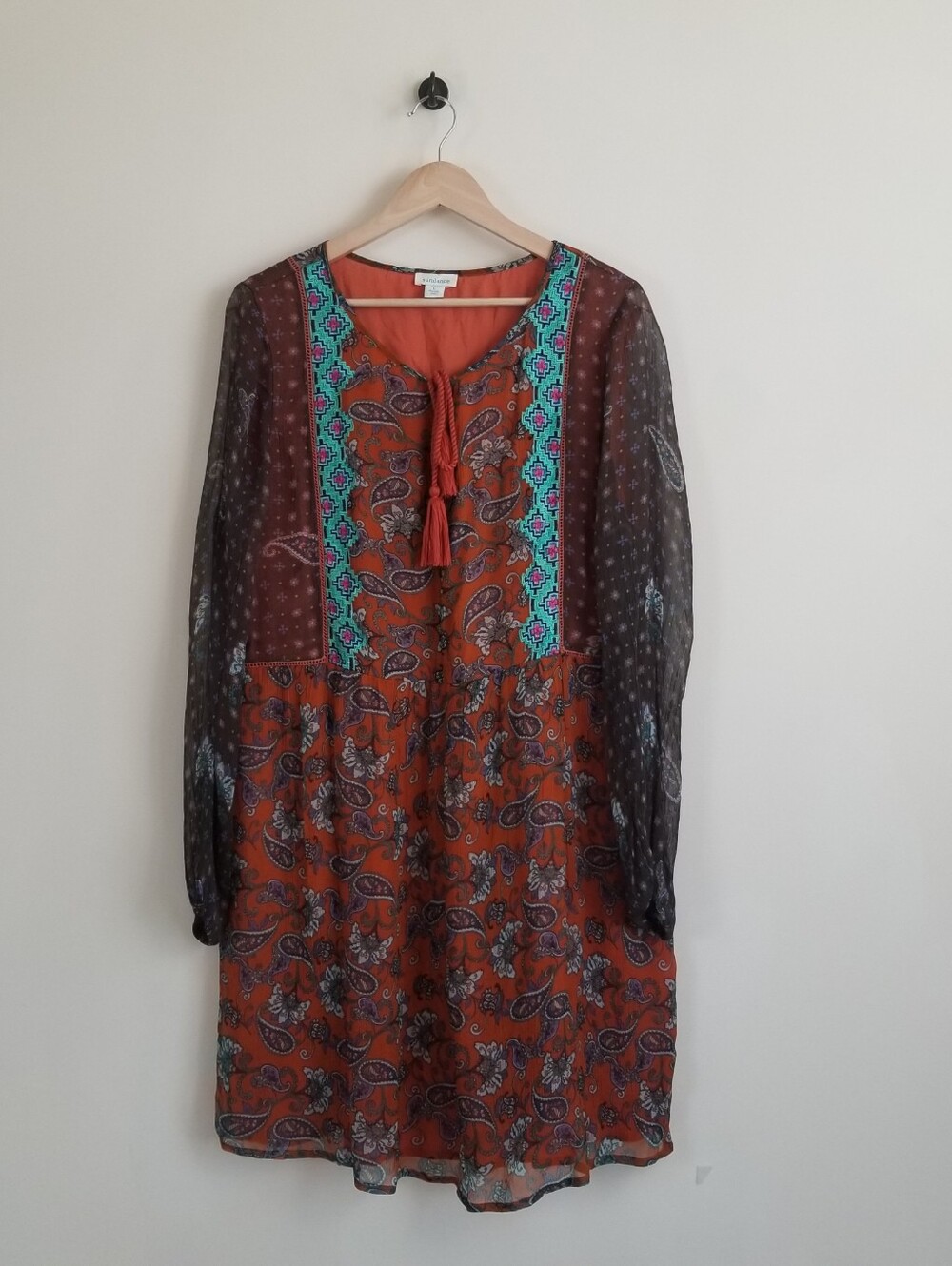 Sundance Artist Devine Rust Boho Western Embroidered Dress Large - Picture 2 of 7